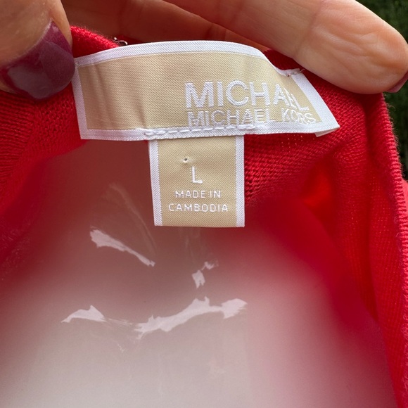 Michael Kors Women's Short Sleeve Red Top Size Large Gold logo detail - Picture 7 of 8